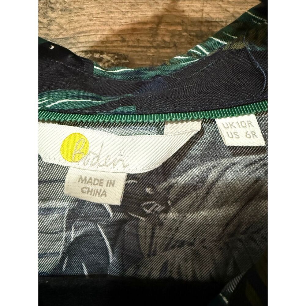 Boden long-sleeve midi shirt dress panthers tropical print size 6R - Picture 4 of 10